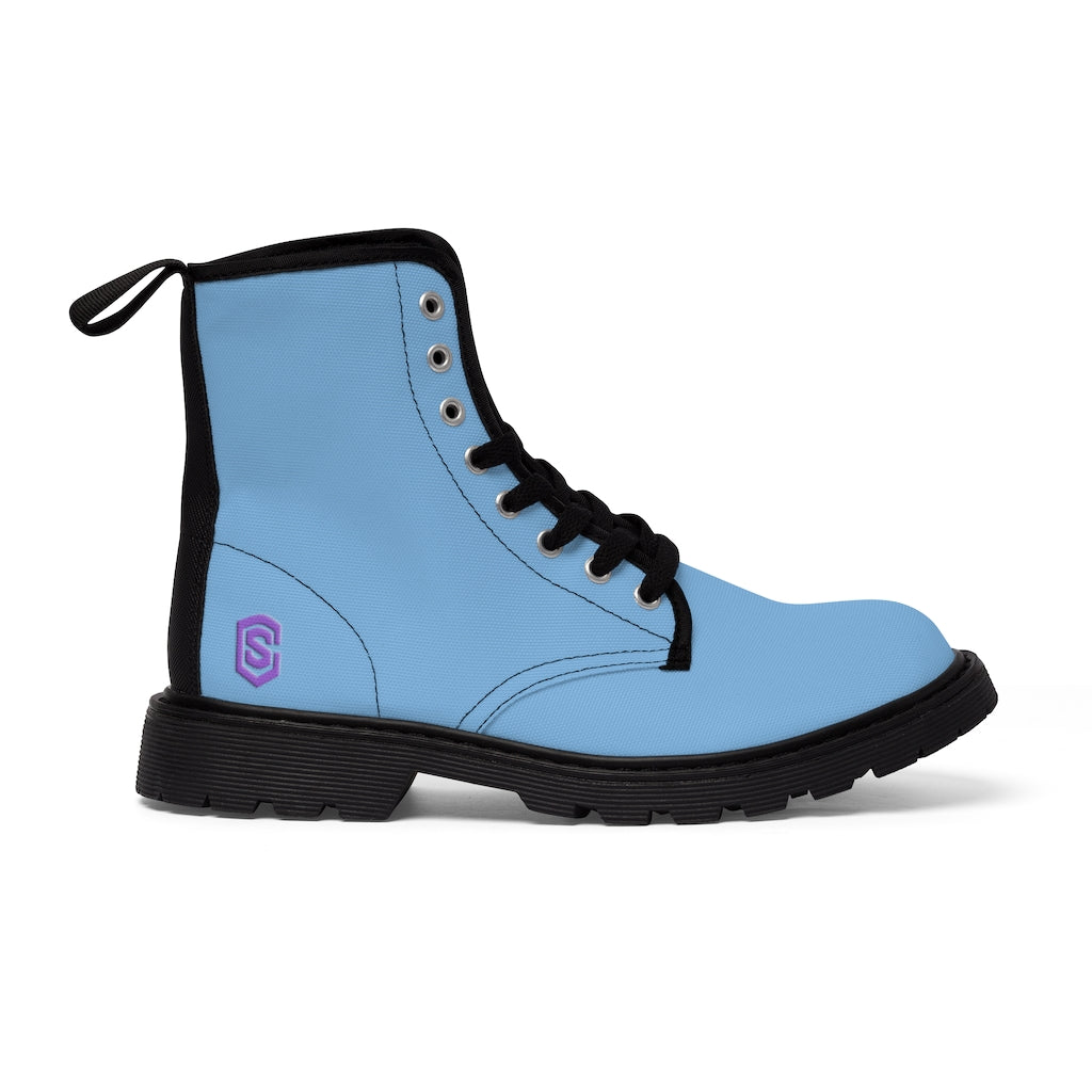 Blue Men's Canvas Boots Violet Logo
