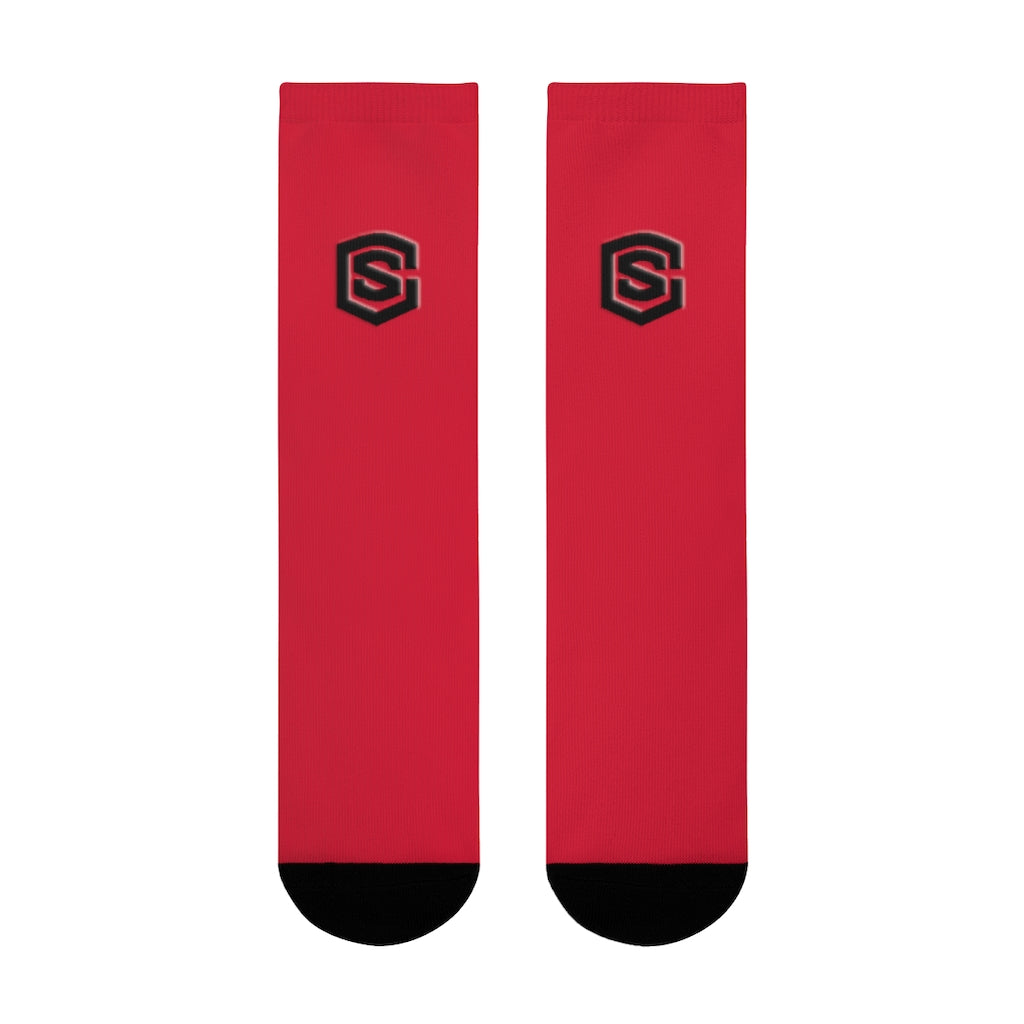 Red Sublimation Crew Socks (EU) Blue Logo