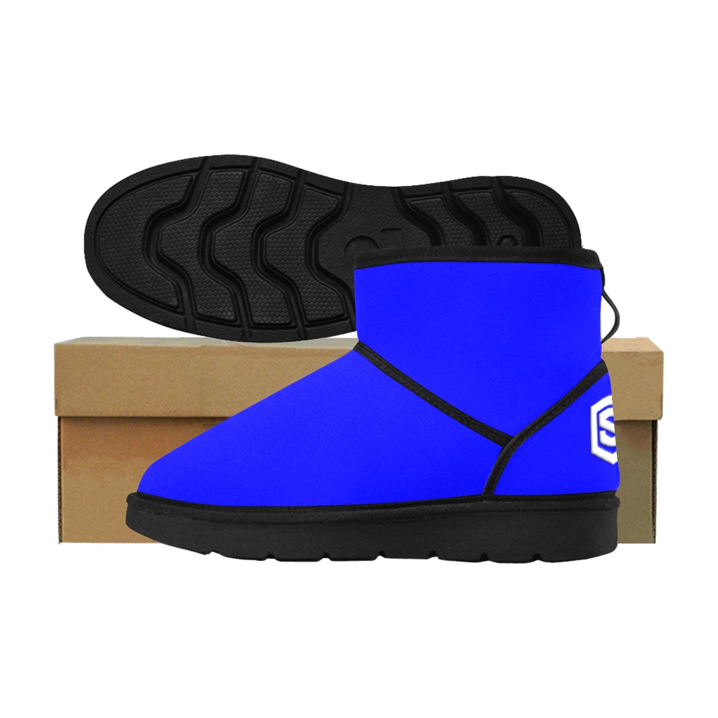 BLUE Low Top Men's Snow Boots WITH WHITE LOGO Low Top Men's Snow Boots (Model 049)