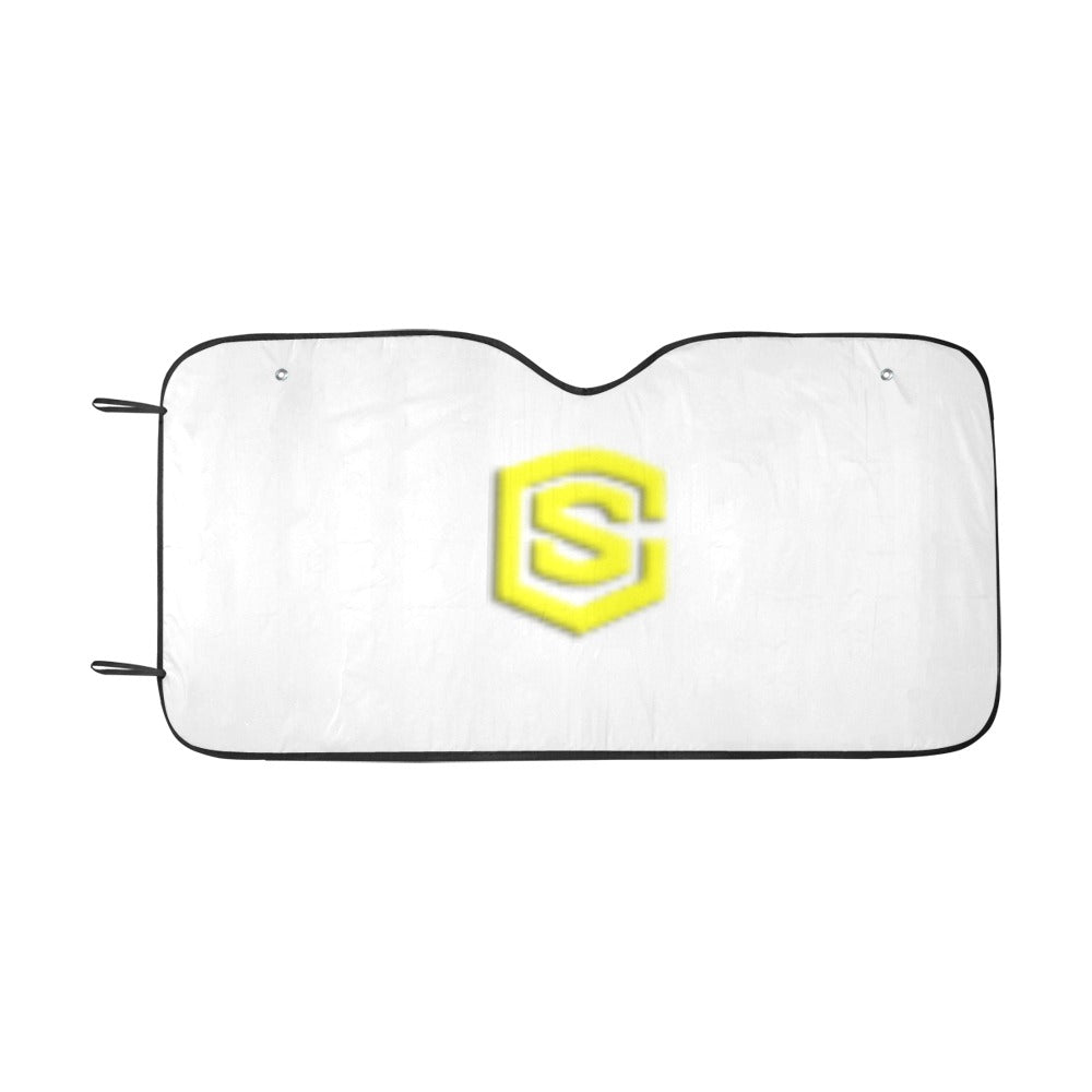 WHITE AUTO SUN SHADE WITH YELLOW  LOGO Auto Sun Shade 55" x 29.53"