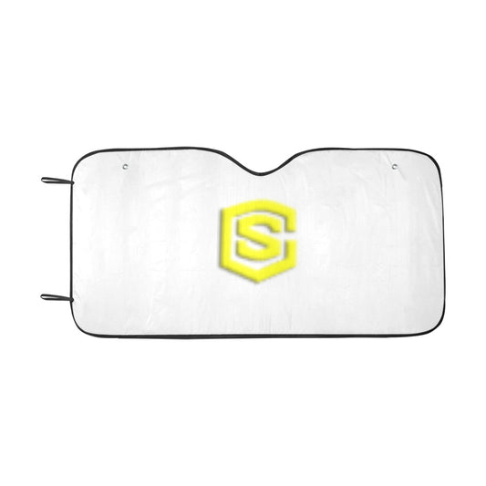 WHITE AUTO SUN SHADE WITH YELLOW  LOGO Auto Sun Shade 55" x 29.53"