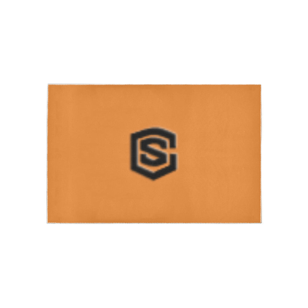 Orange Area Rug Black Logo Area Rug 5' x 3.2'