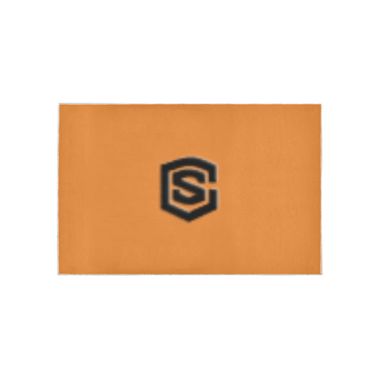 Orange Area Rug Black Logo Area Rug 5' x 3.2'