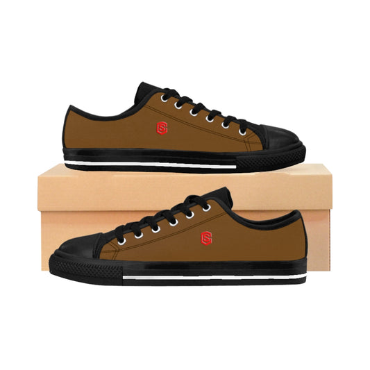 brown Men's Sneakers - red logo