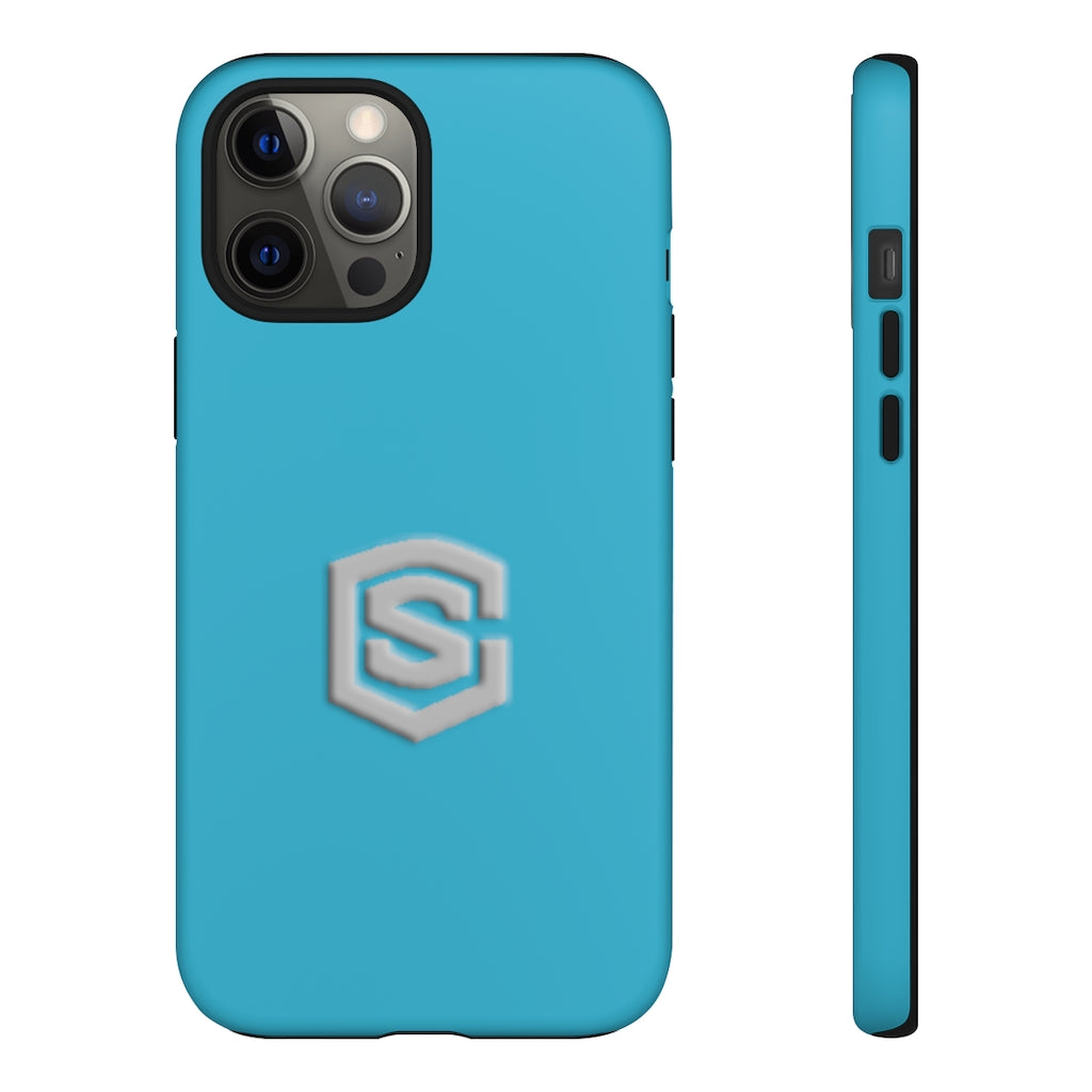 Blue Tough Cases Silver Logo