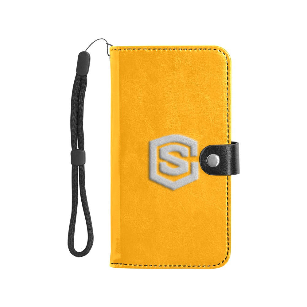 Orange Flip Leather Purse for Mobile Phone(Model1703)(Large) with Silver Logo Flip Leather Purse for Mobile Phone(Model1703)(Large)