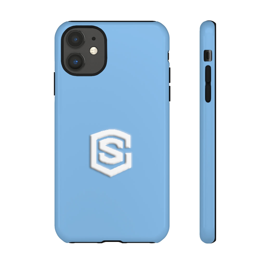Light Blue Tough Cases White Logo