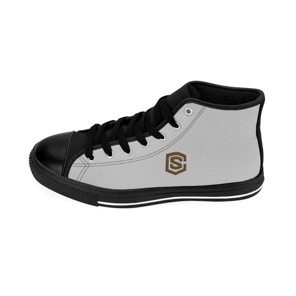 grey Men's High-top Sneakers Brown logo