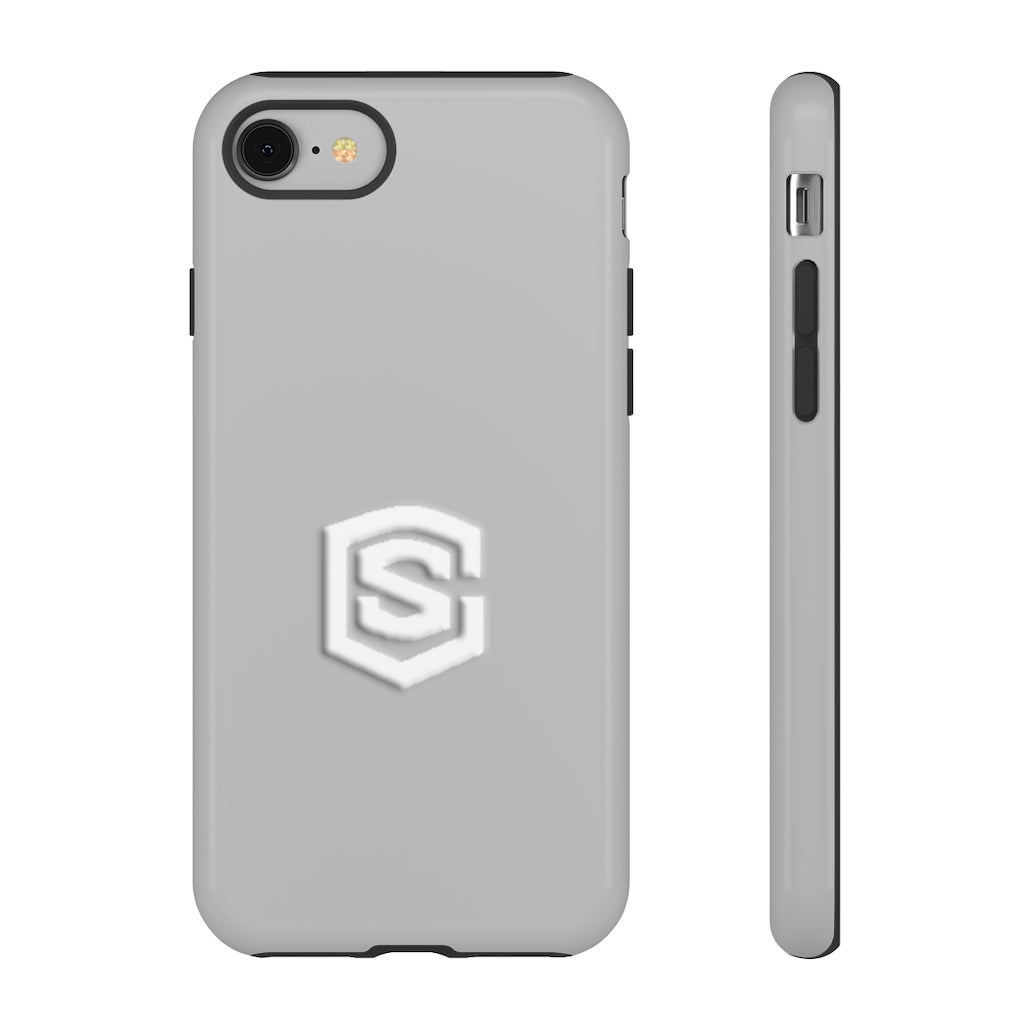 Grey Tough Cases White Logo