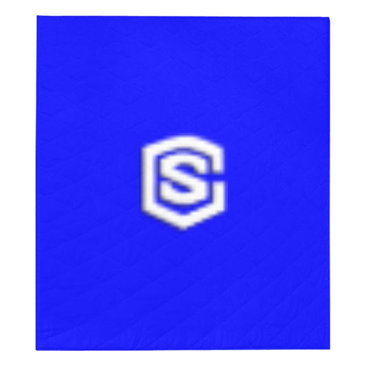 Blue Quilt with White Logo Custom Quilt  70" x 80"