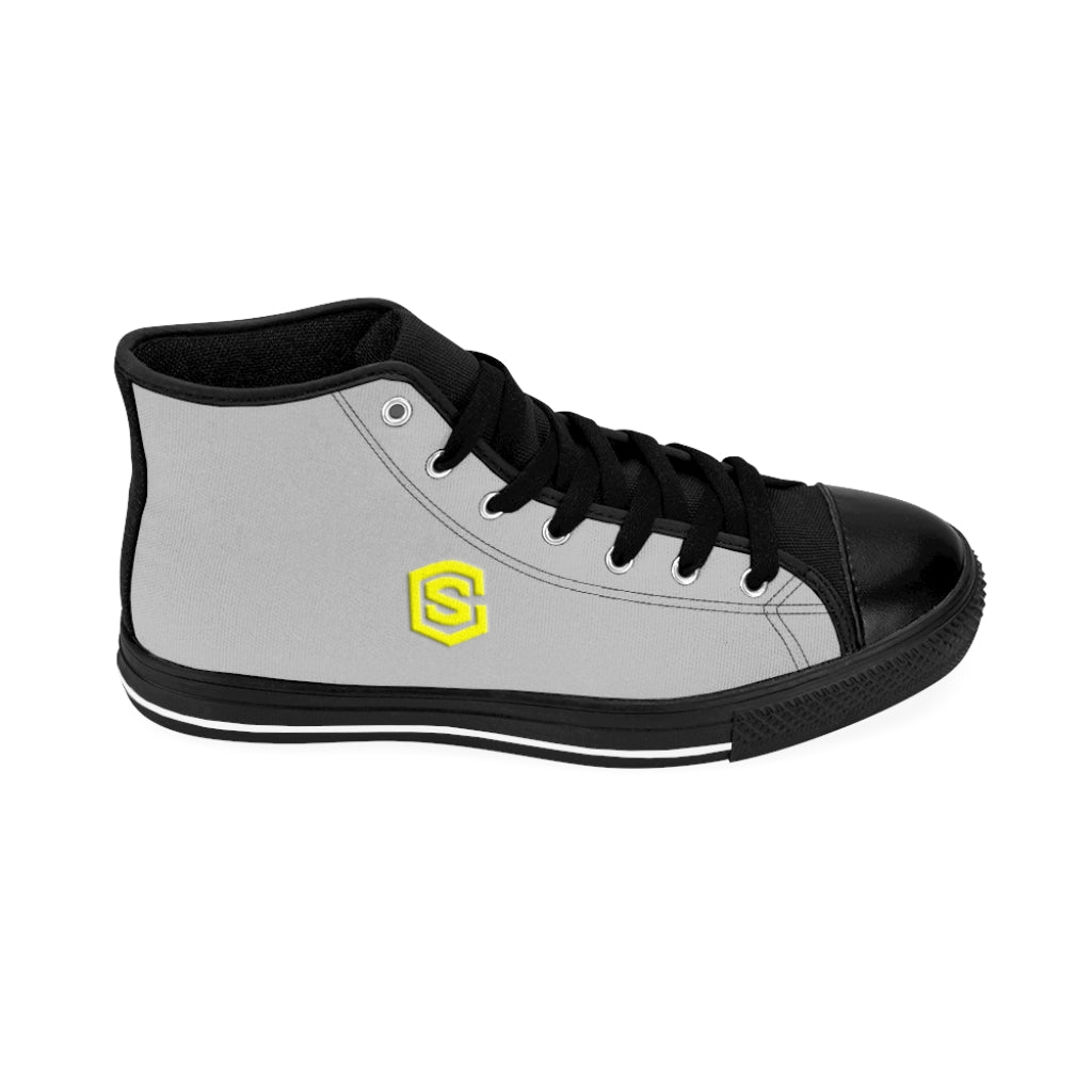 grey Men's High-top Sneakers - yellow logo