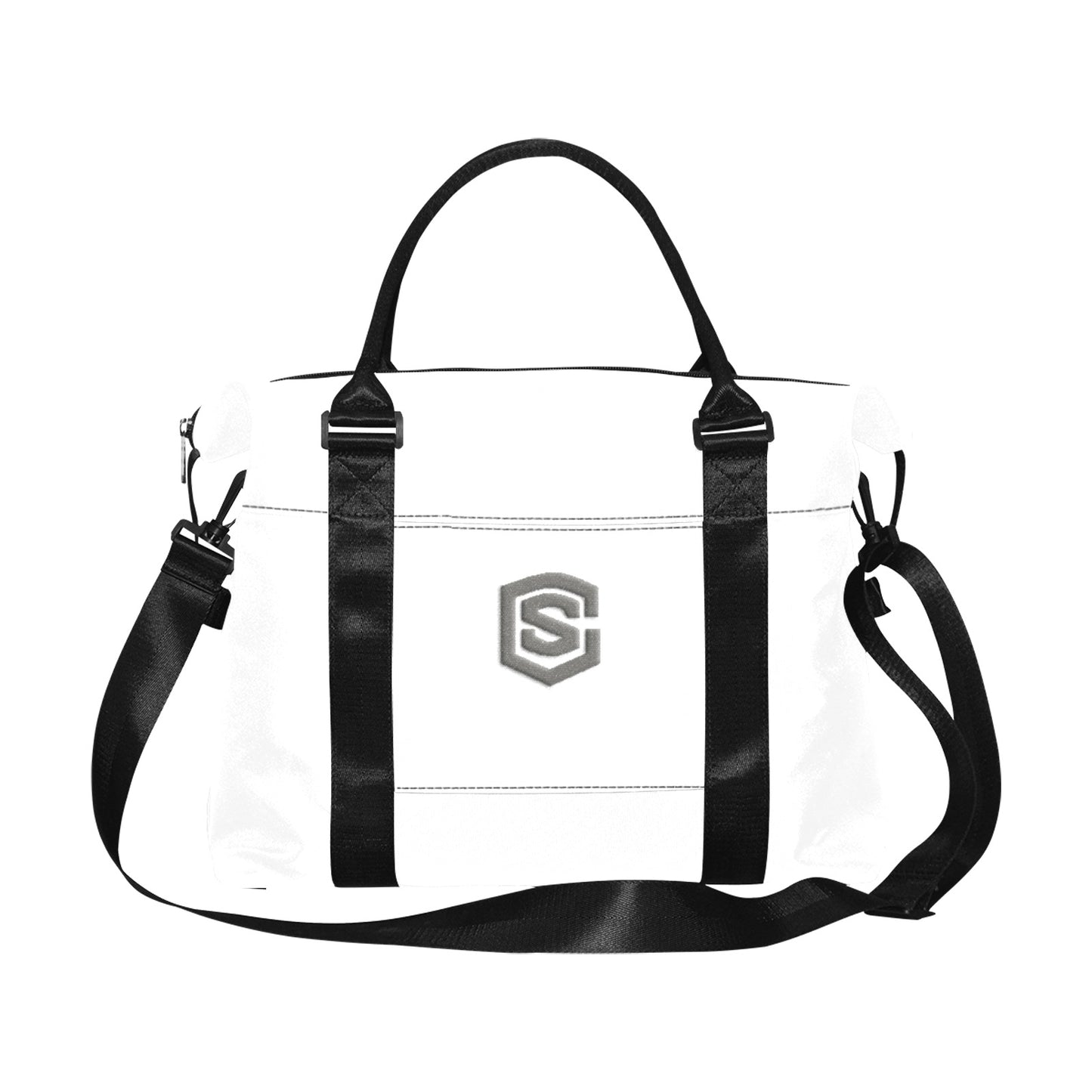 White Large Capacity Duffle Bag With Grey Logo Large Capacity Duffle Bag(Model1715)