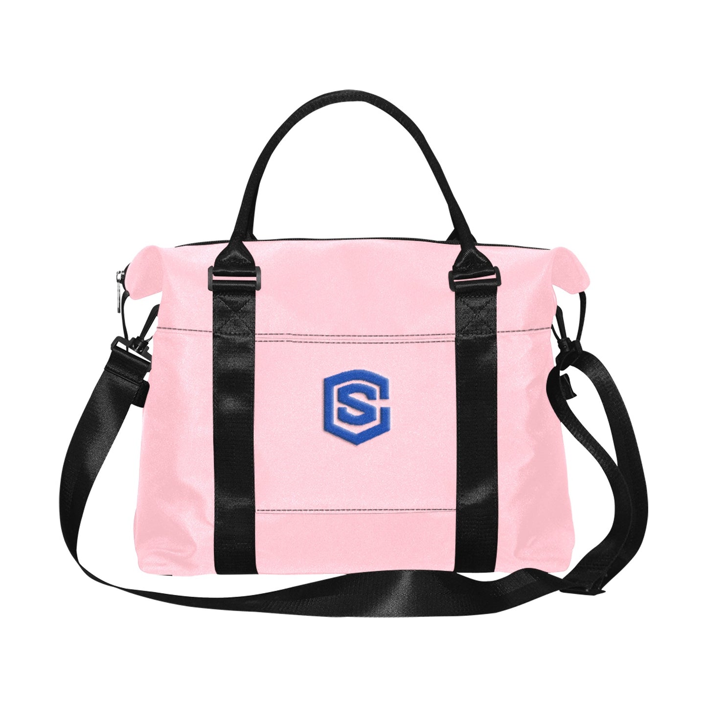 Pink Large Capacity Duffle Bag With Blue Logo Large Capacity Duffle Bag(Model1715)
