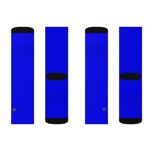 Blue Sublimation Socks with Brown Logo