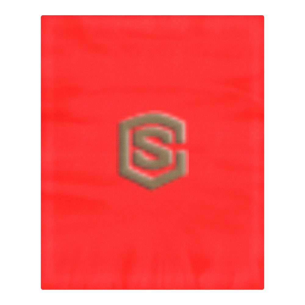 Red 3-Piece Bedding Set (1 Duvet Cover 86"x70"; 2 Pillowcases 20"x30")(One Side) wtih Brown Logo 3-Piece Bedding Set (1 Duvet Cover 86"x70"; 2 Pillowcases 20"x30")(One Side)