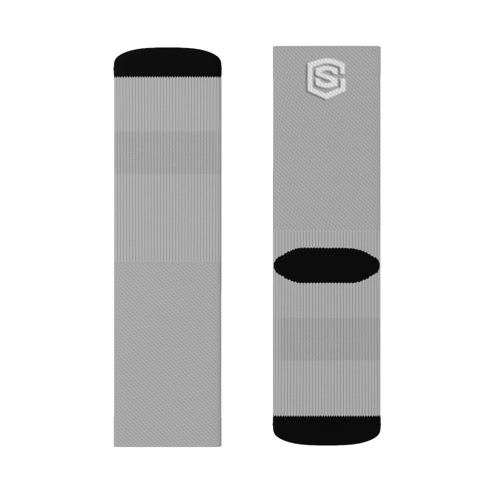 Grey Sublimation Socks White Logo