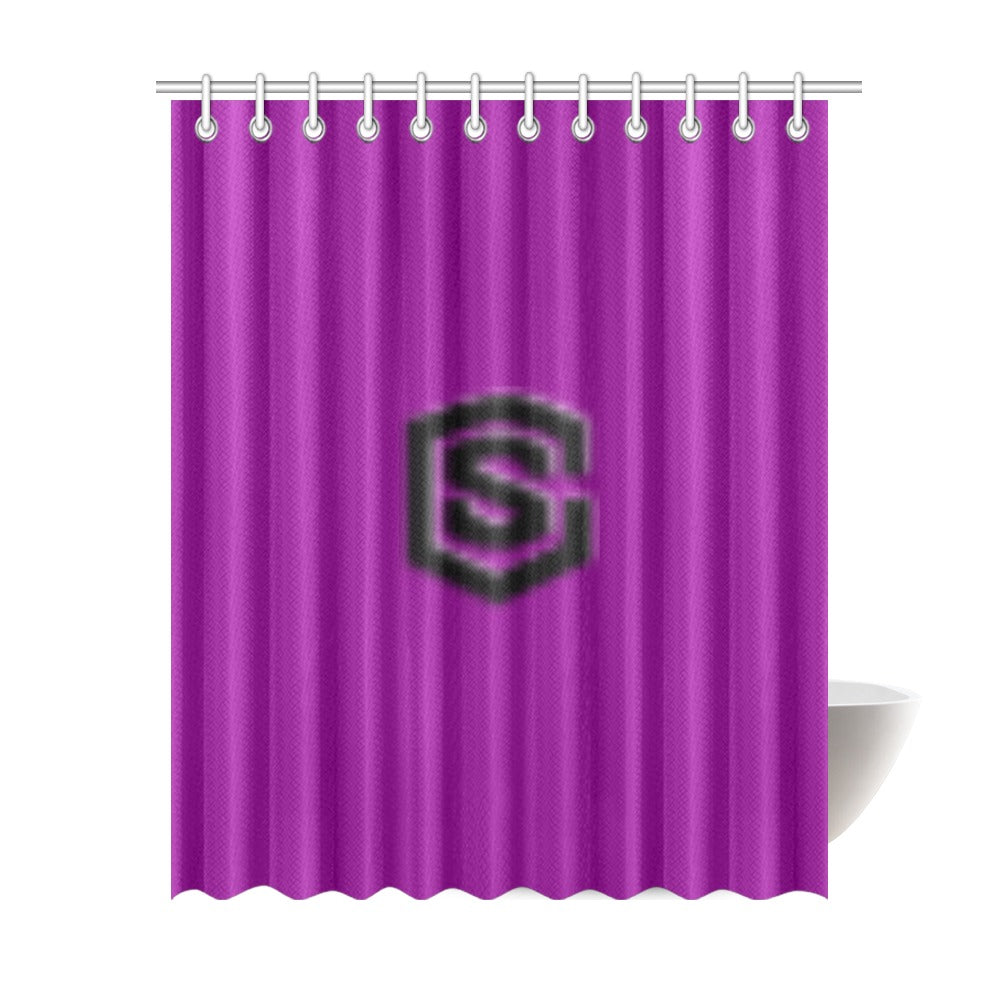 Purple Shower Curtain 69"x84" with Black Logo Shower Curtain 69"x84"