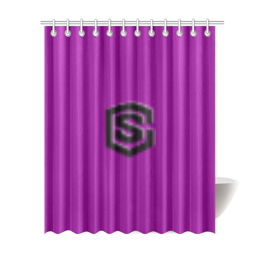 Purple Shower Curtain 69"x84" with Black Logo Shower Curtain 69"x84"