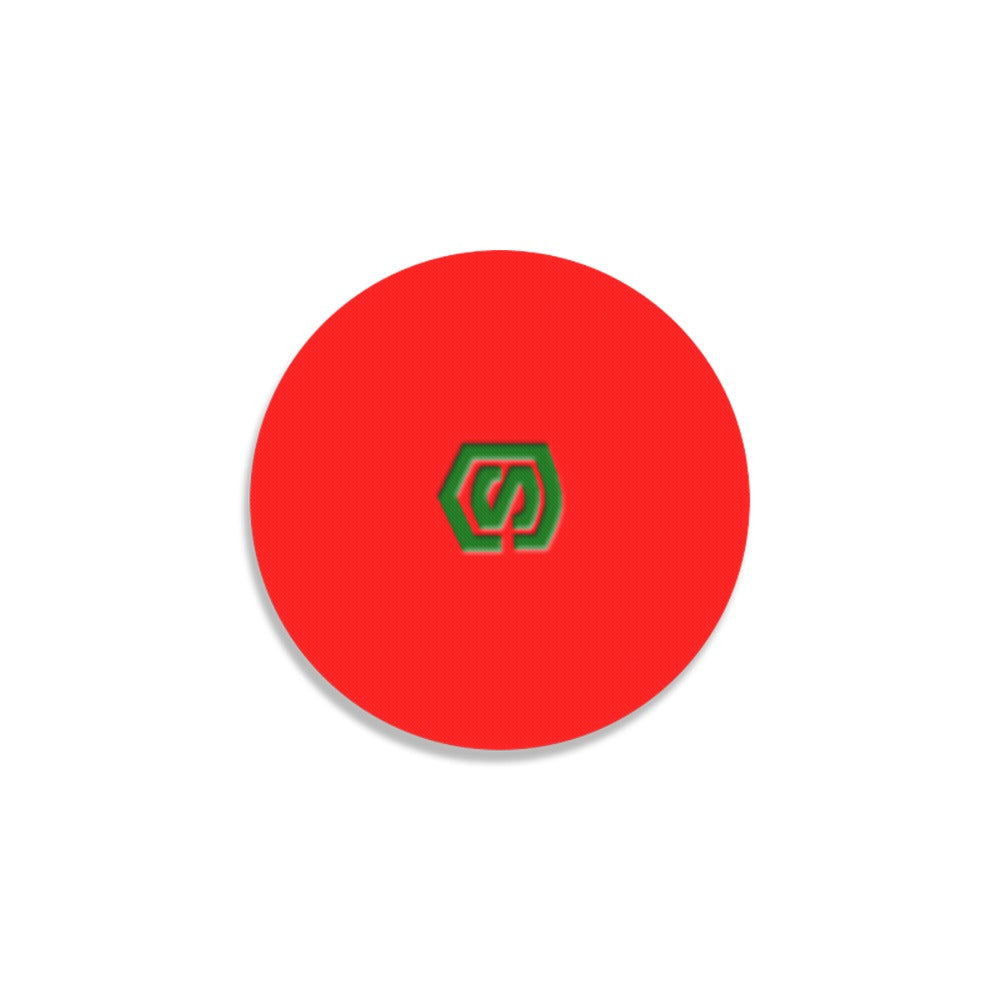 Red Round Coaster with Green Logo Round Coaster