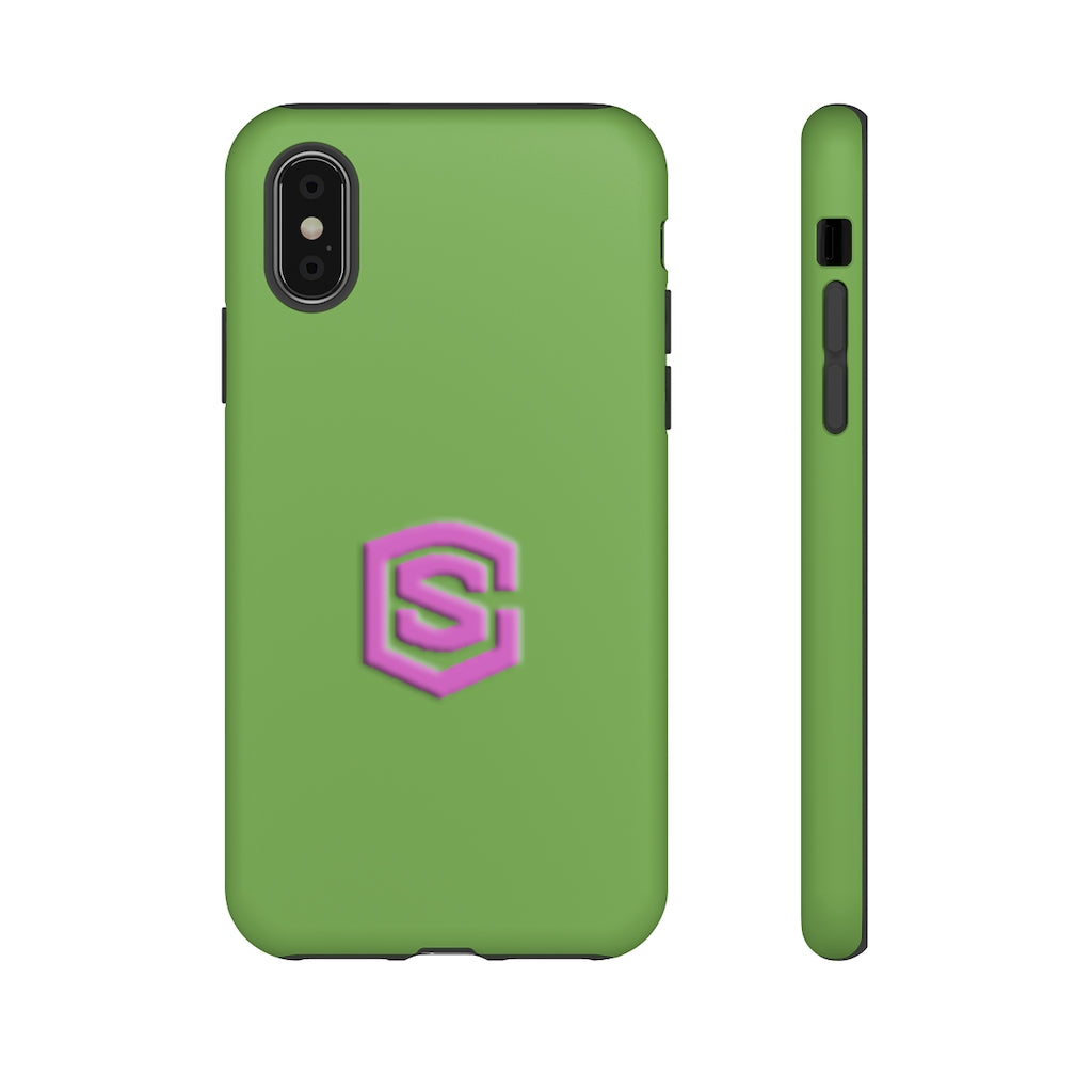 Green Tough Cases Pink Logo