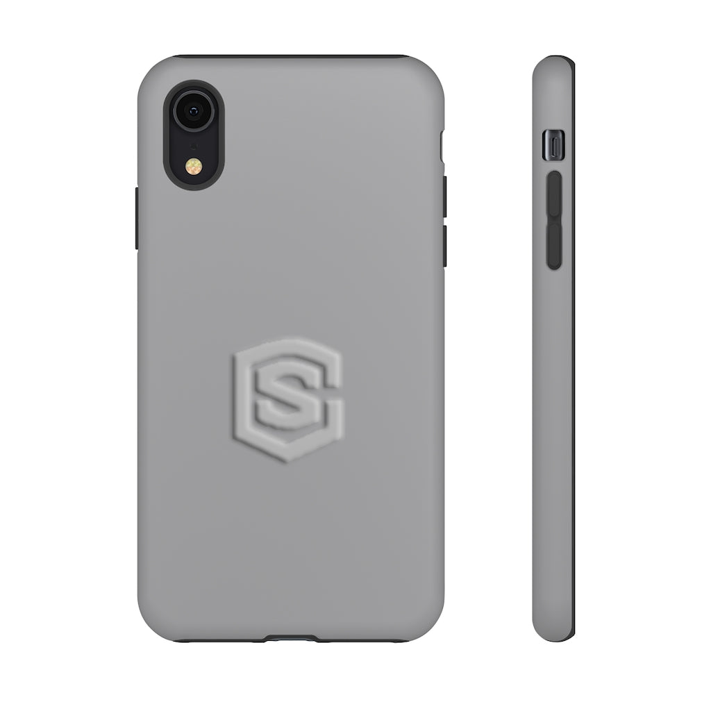 Grey Tough Cases Silver Logo