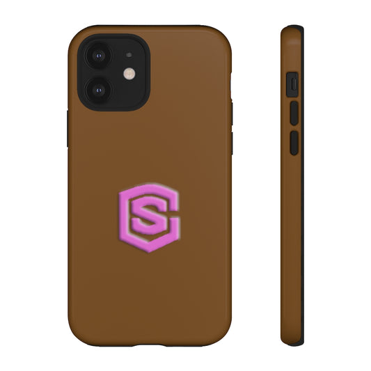 Brown Tough Cases Pink Logo