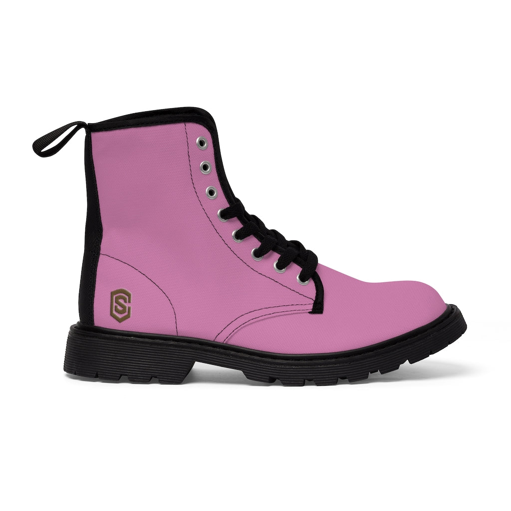 Pink Men's Canvas Boots Brown Logo