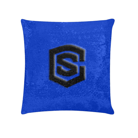 Blue Custom Sequin Pillow BlackLogo Custom Sequin Pillow Case 18"x18"