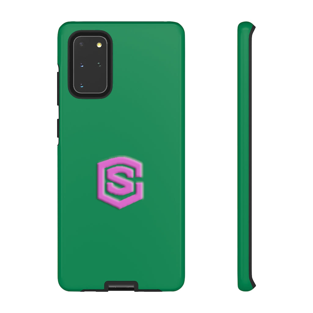 Green Tough Cases Pink Logo