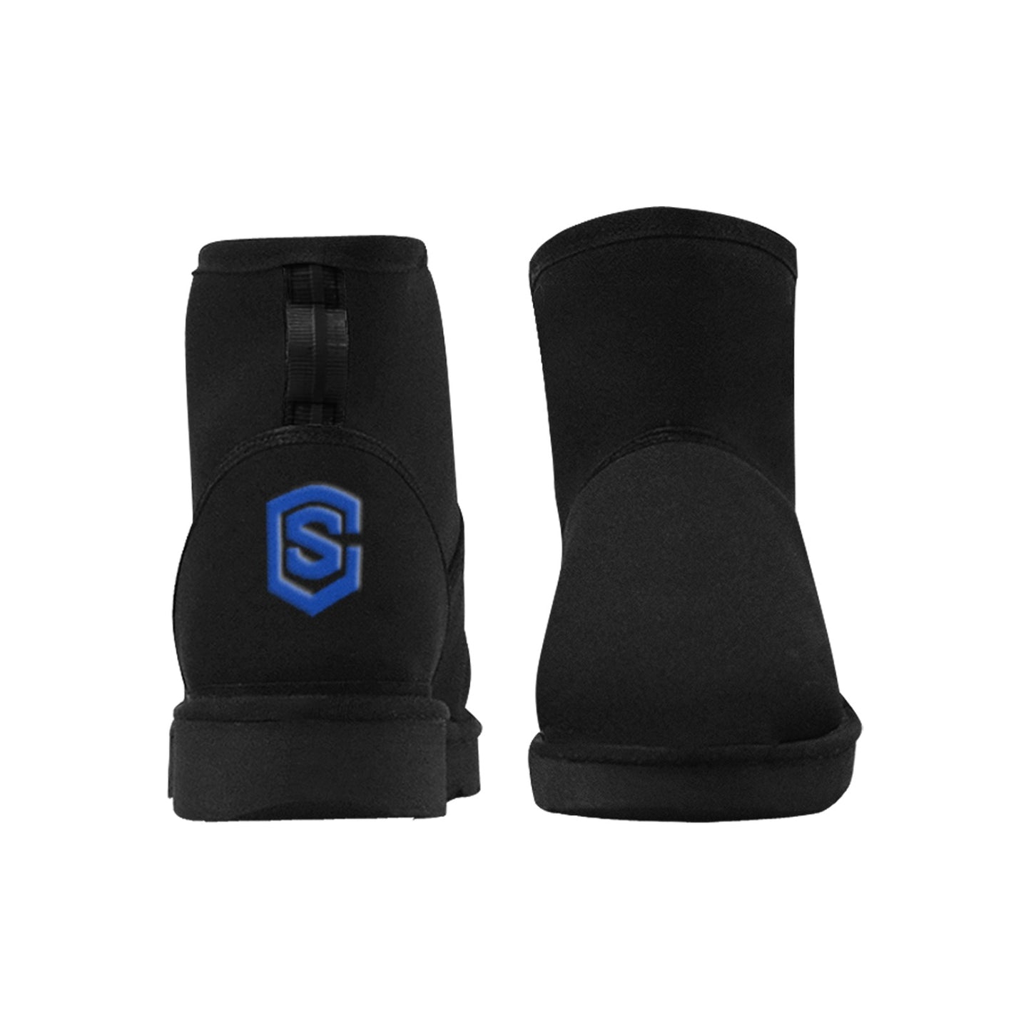 BLACK Low Top Men's Snow Boots WITH BLUE LOGO Low Top Men's Snow Boots (Model 049)