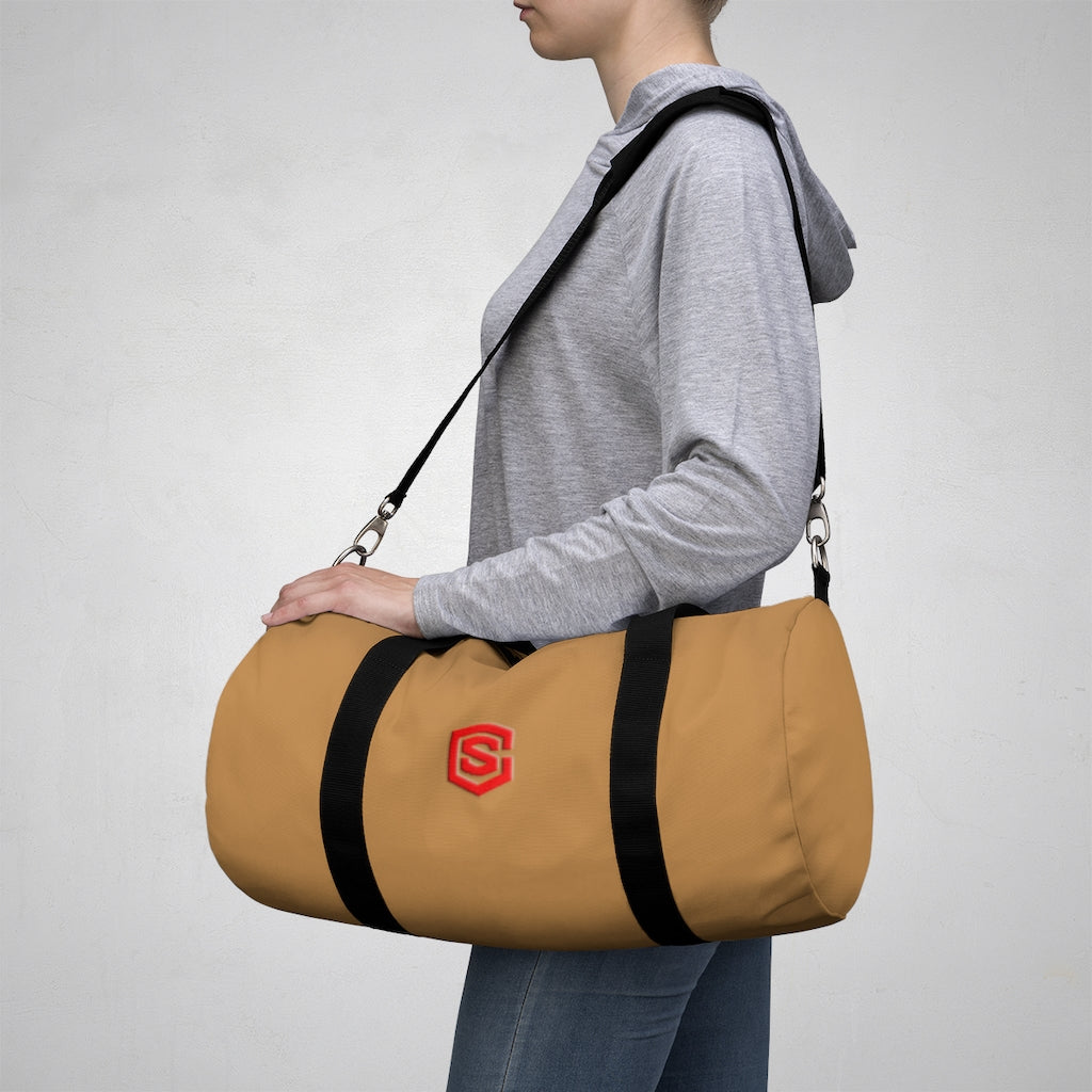 Brown Duffel Bag Red Logo