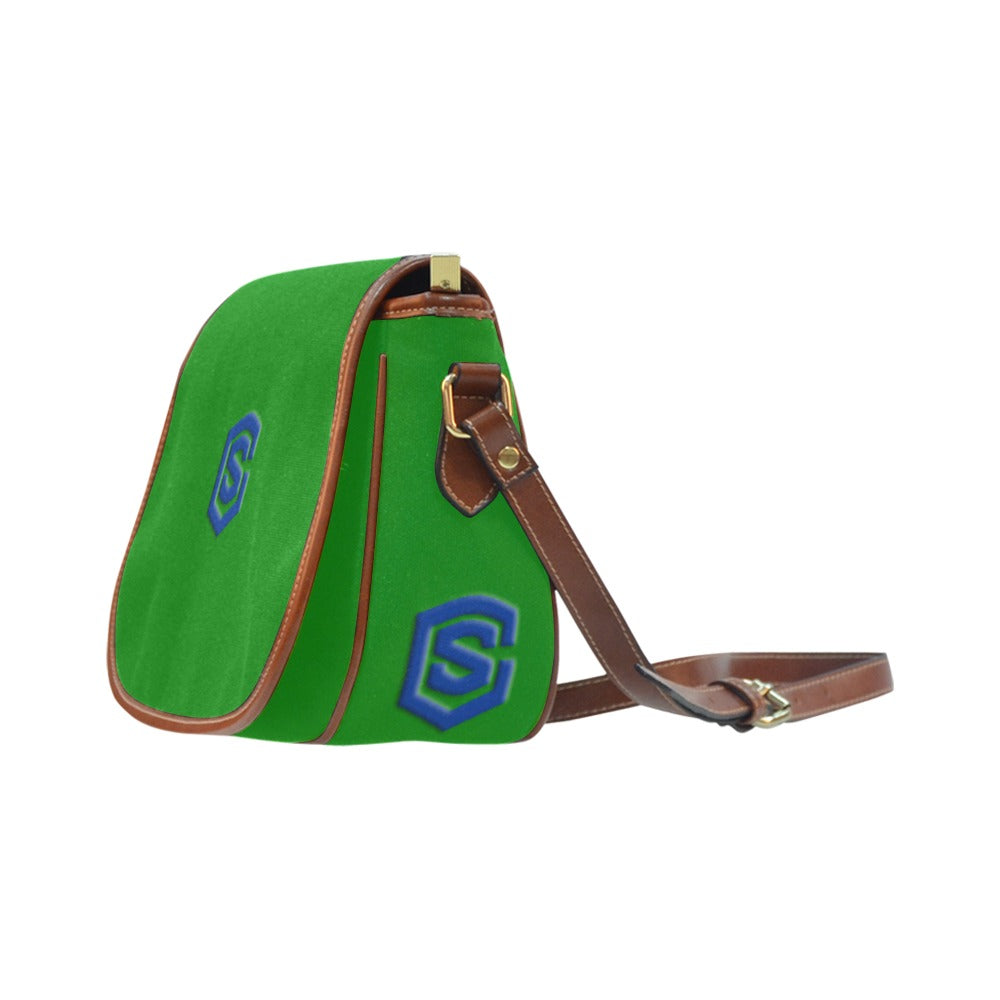 GREEN Saddle Bag WITH BLUE LOGO Saddle Bag (Model 1649) (Small)