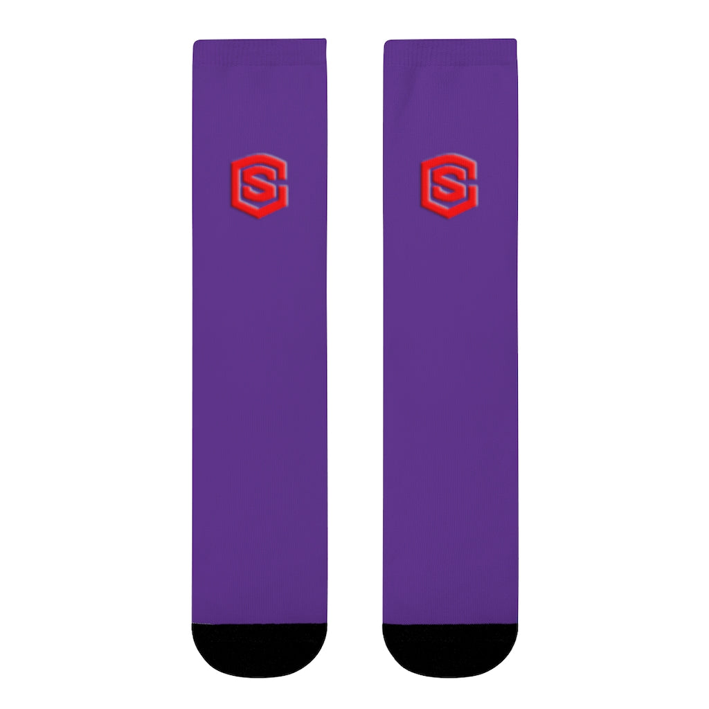 Purple Sublimation Crew Socks (EU) Red Logo
