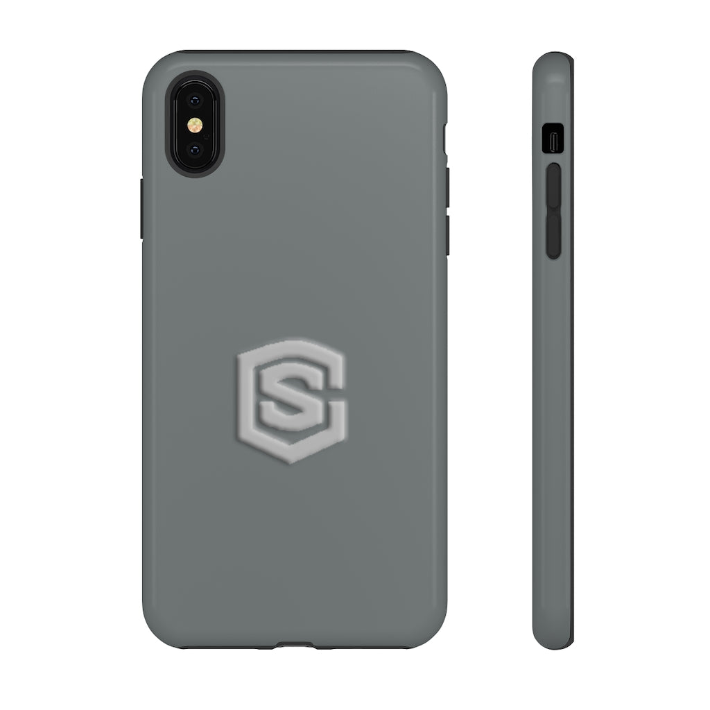 Grey Tough Cases Silver Logo