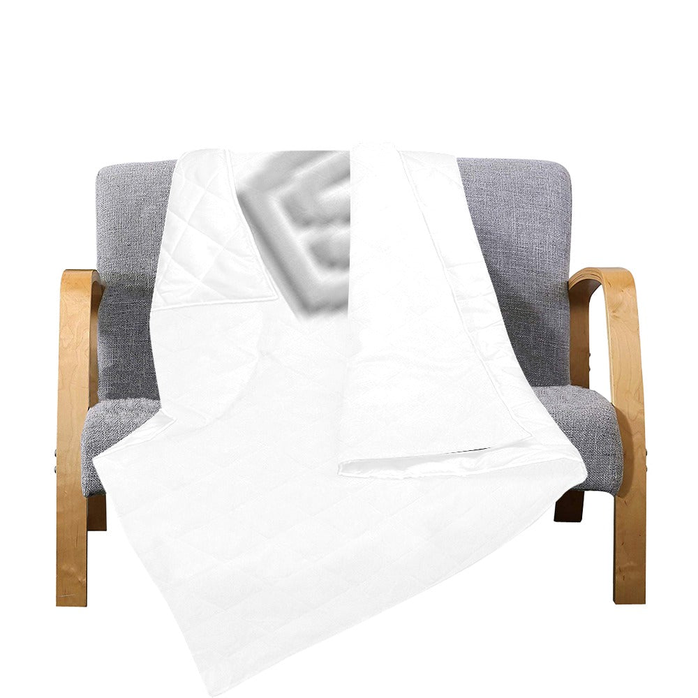 White Quilt with Silver Logo Custom Quilt  70" x 80"