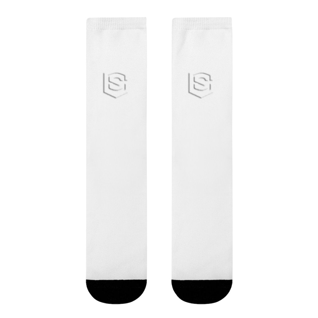 White Sublimation Crew Socks (EU) white Logo