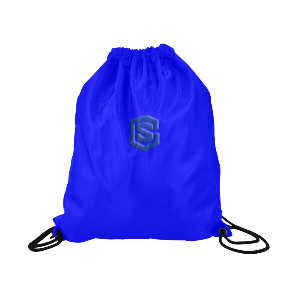 Blue Drawstring Bags Large With Blue Logo Drawstring Bags (Model 1604) (Large)