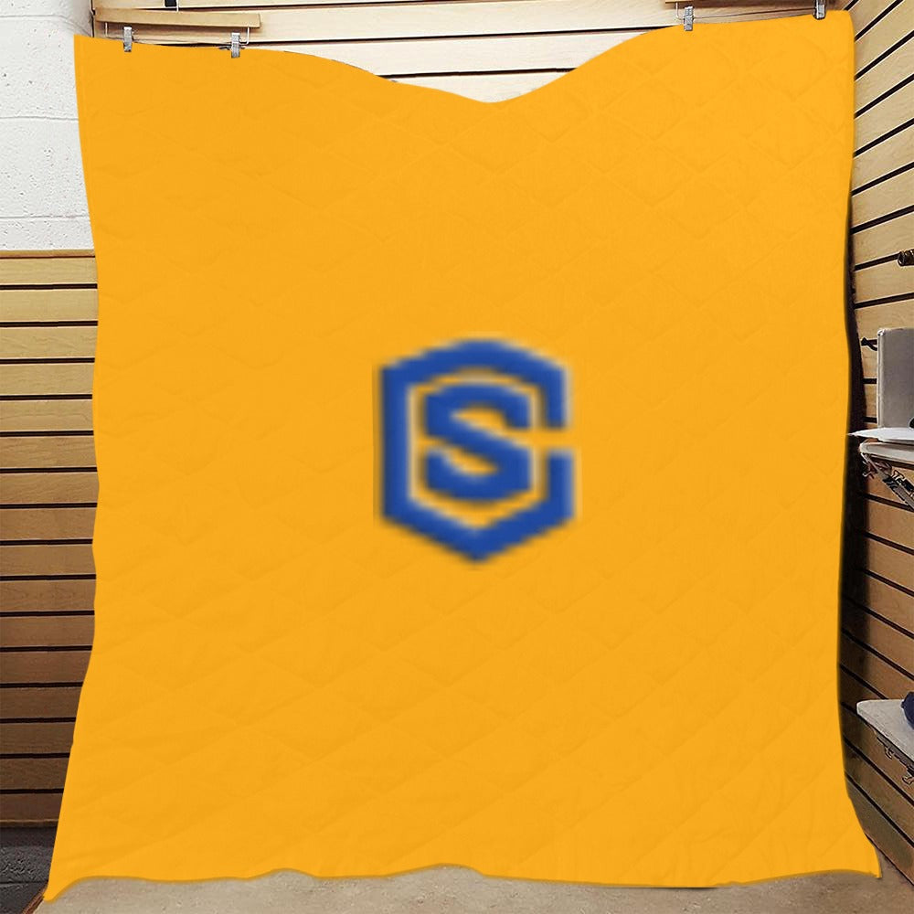 Orange Quilt with Blue Logo Custom Quilt  70" x 80"