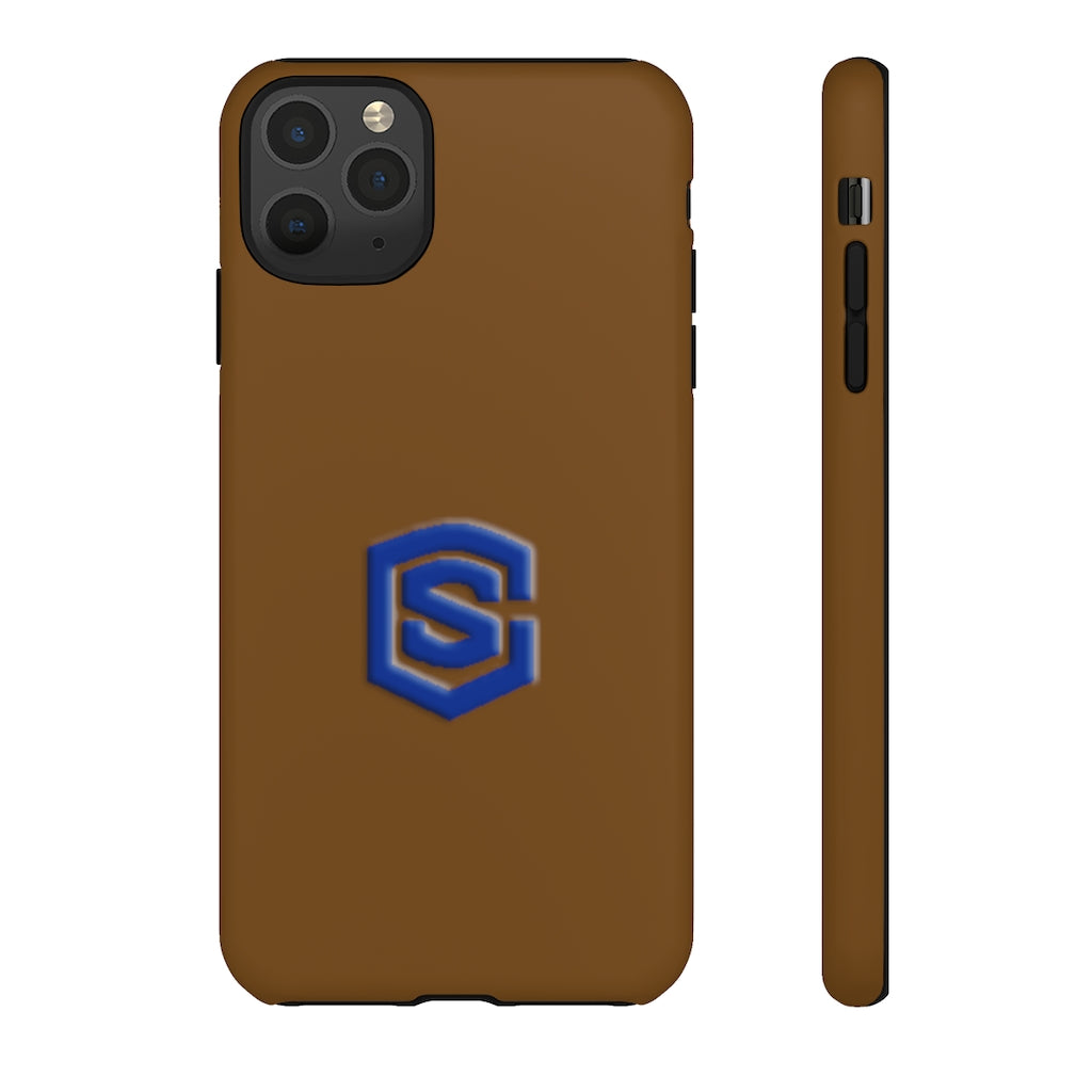 Brown Tough Cases Blue Logo