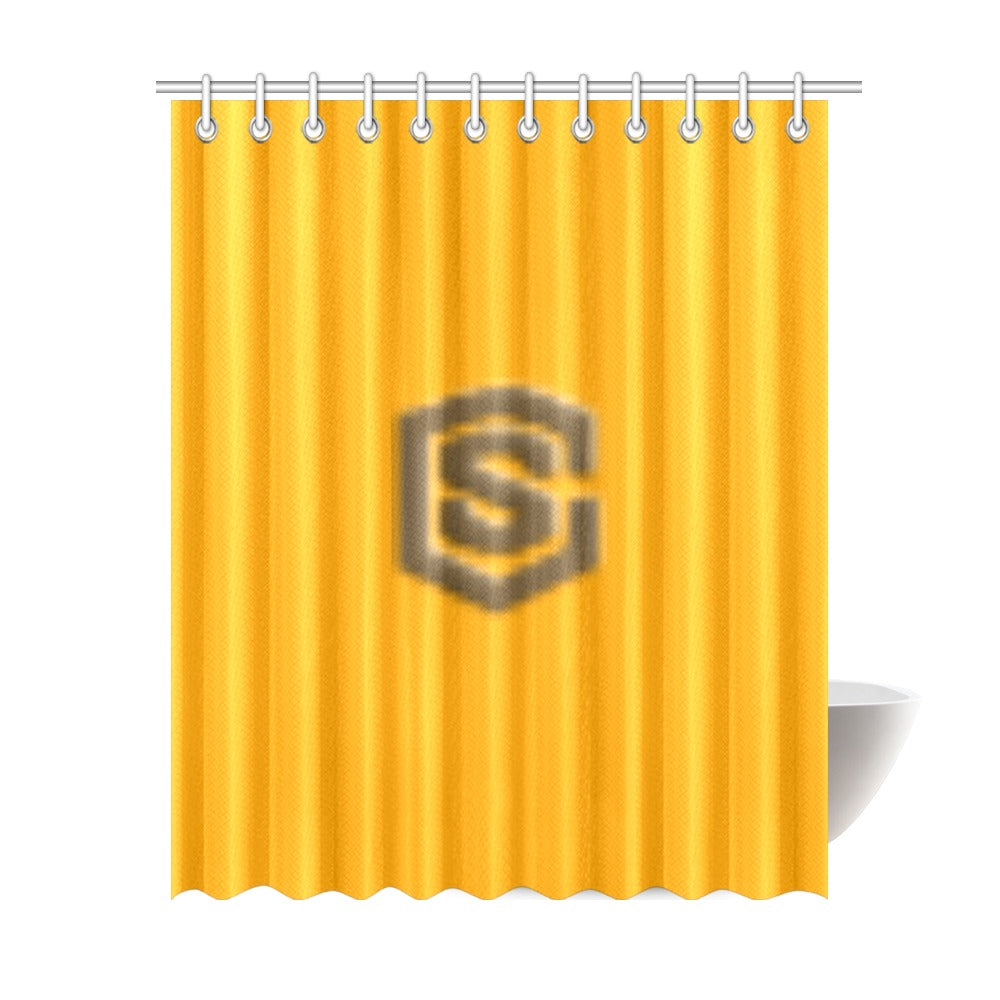 Orange Shower Curtain 69"x84" with Brown Logo Shower Curtain 69"x84"