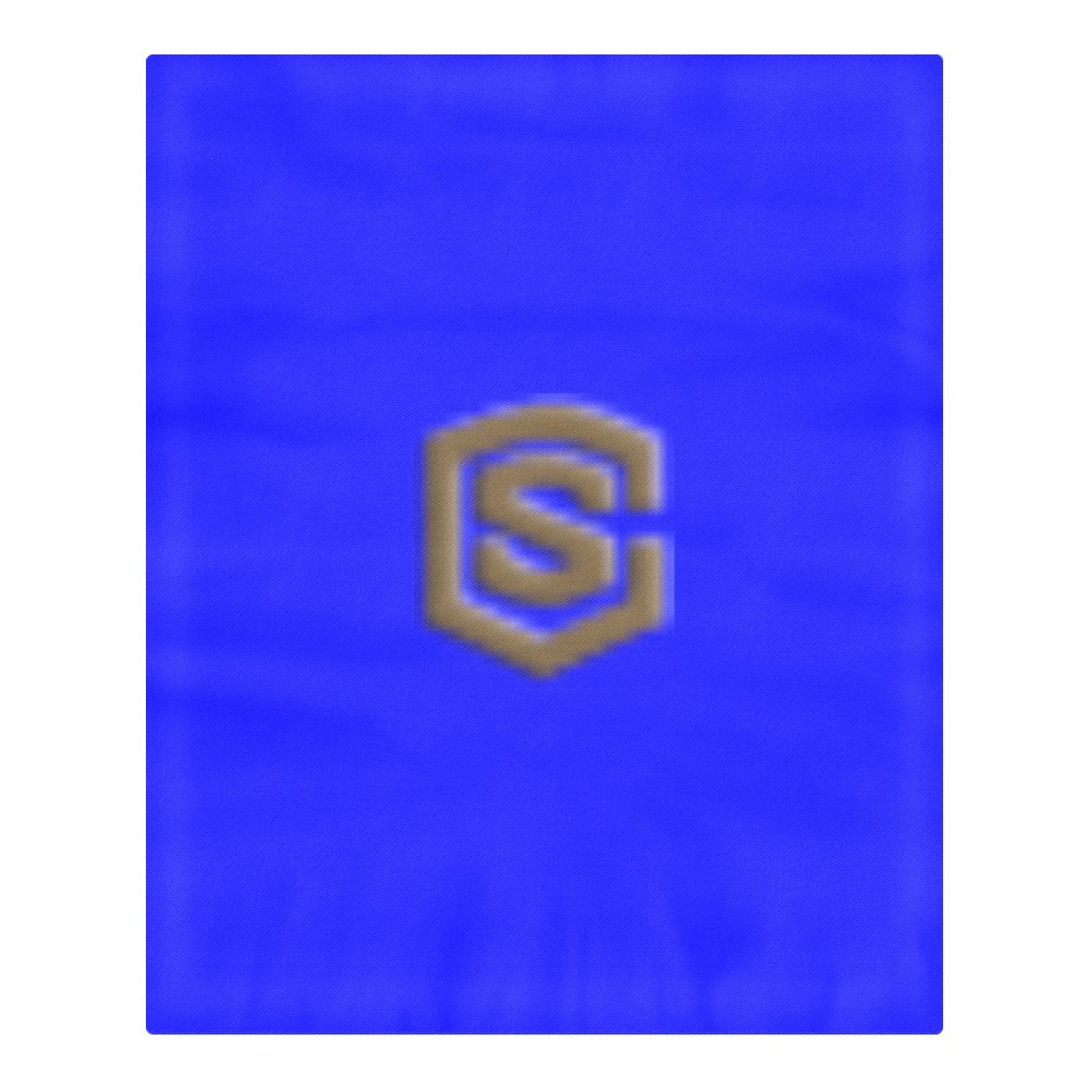 Blue 3-Piece Bedding Set (1 Duvet Cover 86"x70"; 2 Pillowcases 20"x30")(One Side) wtih Brown Logo 3-Piece Bedding Set (1 Duvet Cover 86"x70"; 2 Pillowcases 20"x30")(One Side)