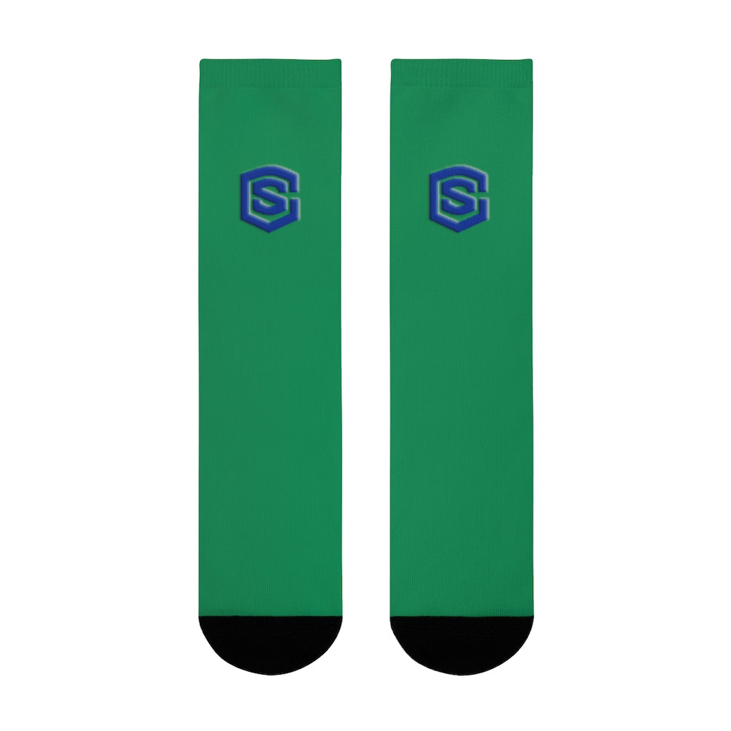 green Sublimation Crew Socks (EU) Blue Logo
