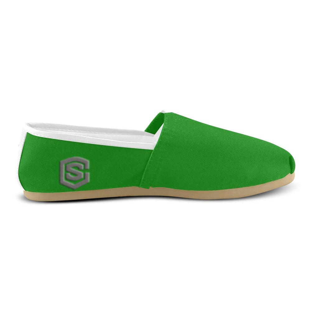 GREEN casual shoes for women WITH GRAY LOGO Casual Canvas Women's Shoes (Model 004) (Designs are mirrored)