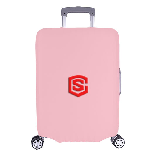 PINK LUGGAGE COVER WITH  RED LOGO Luggage Cover (Large Size) (26"-28")