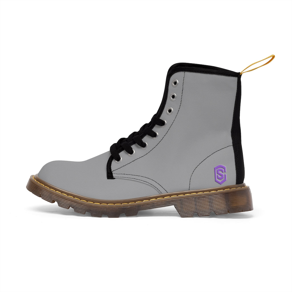 Grey Men's Canvas Boots Violet Logo