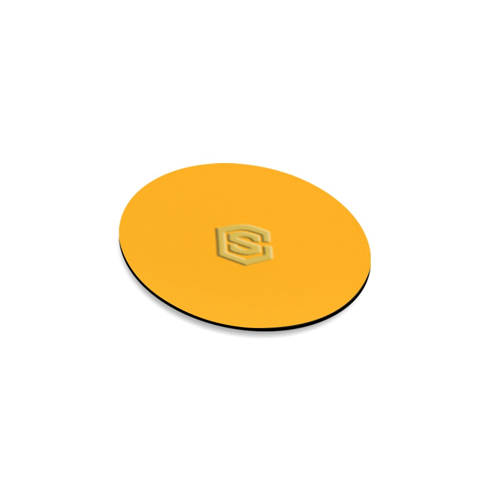 Orange Round Coaster with Gold Logo Round Coaster