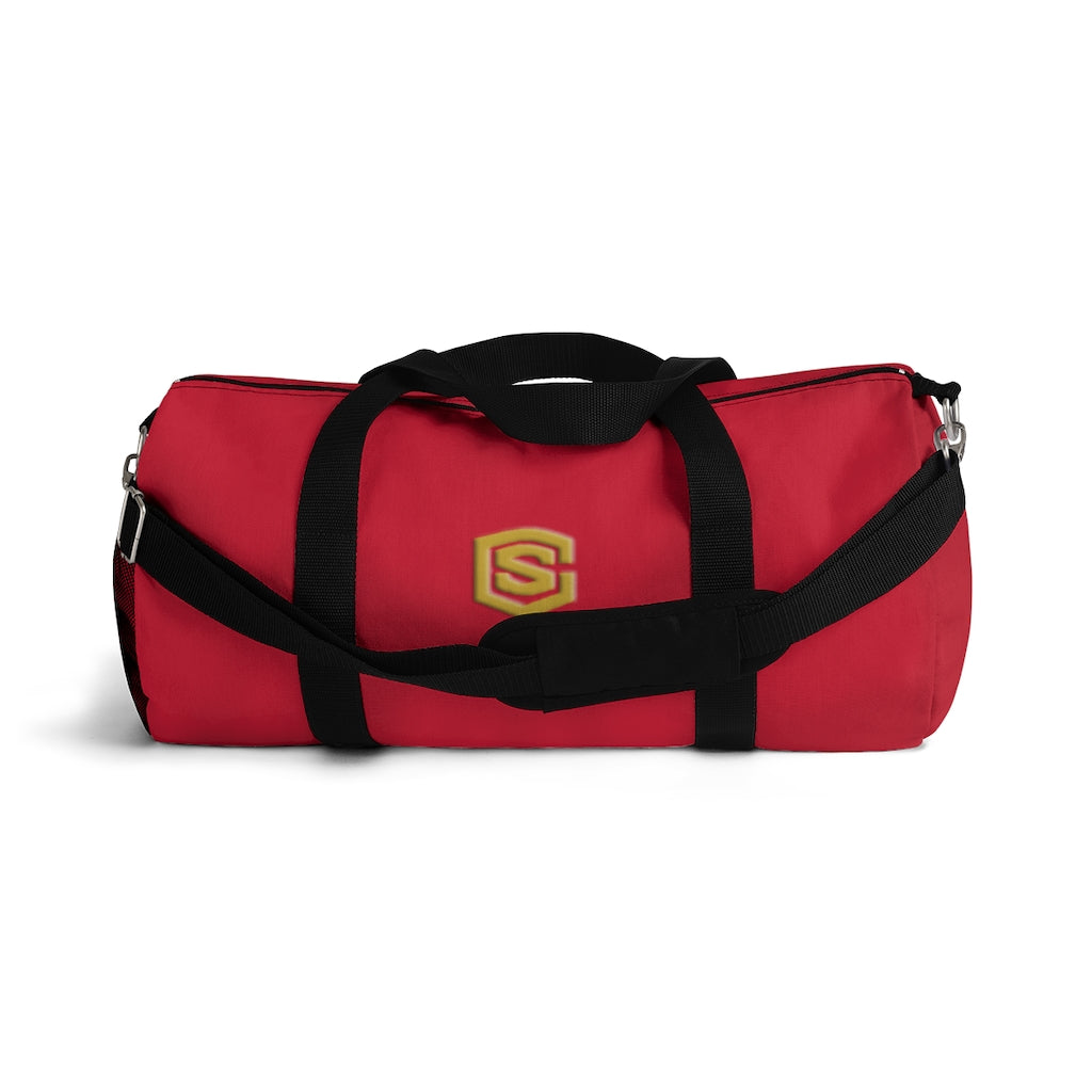 Red Duffel Bag Gold Logo