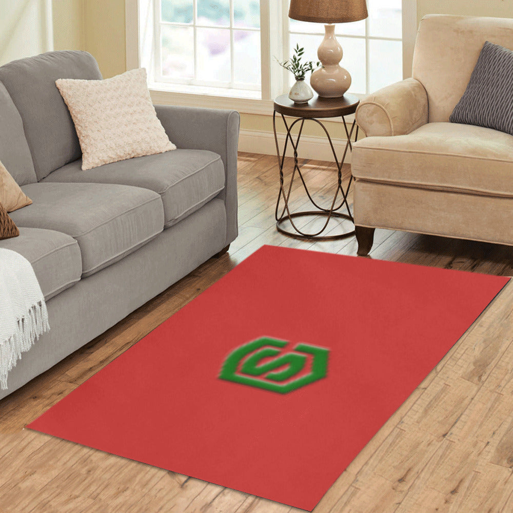 Red Area Rug Green Logo Area Rug 5' x 3.2'