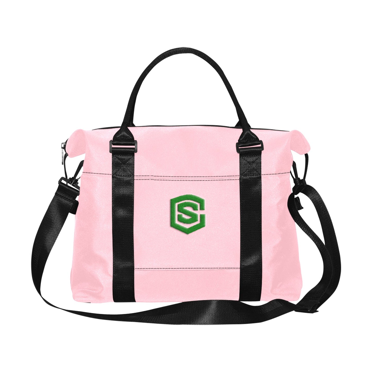 Pink Large Capacity Duffle Bag With Green Logo Large Capacity Duffle Bag(Model1715)