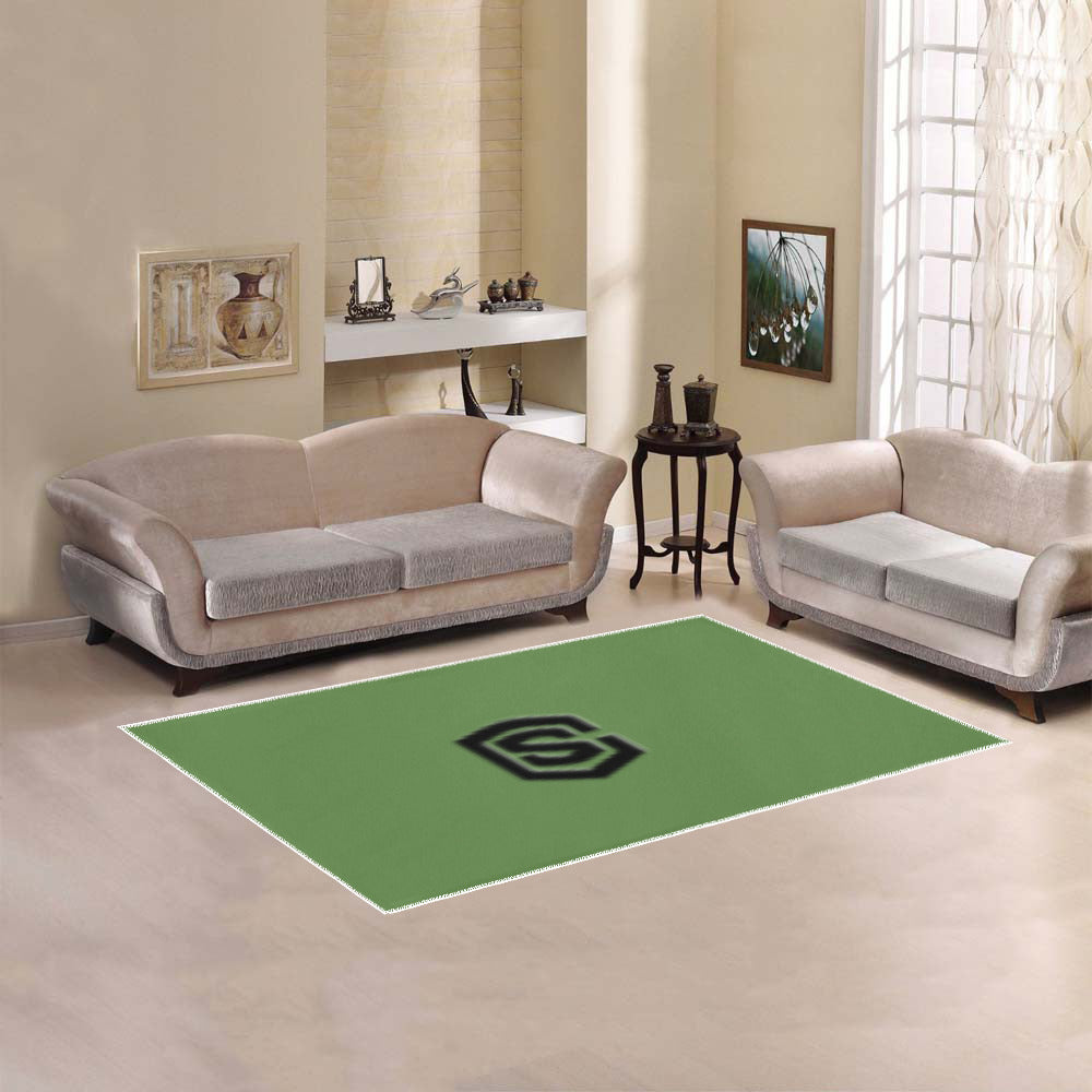 Green Area Rug Black Logo Area Rug 5' x 3.2'